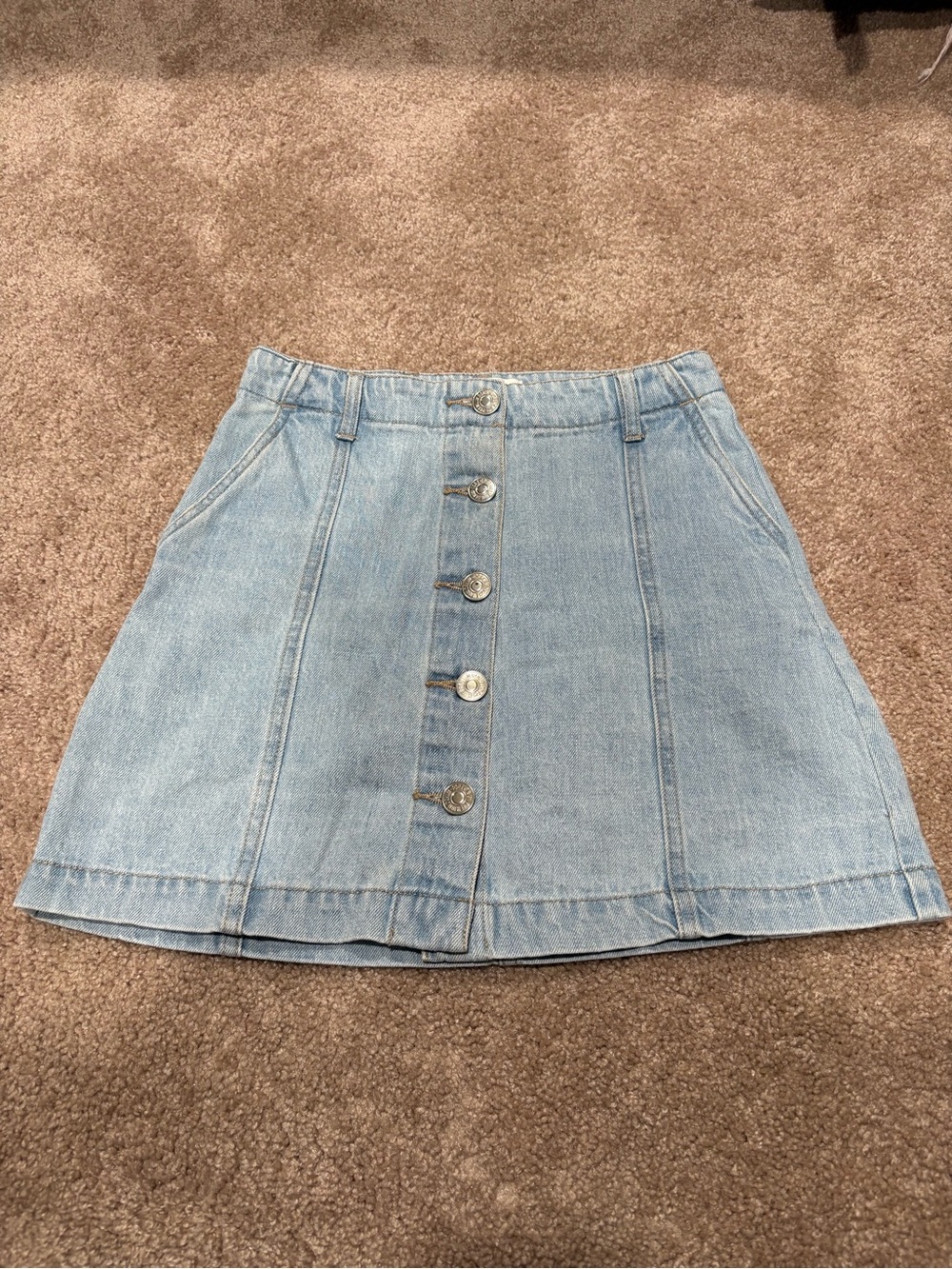 Forever 21 Light Blue A-Line Button-Front Denim Skirt
